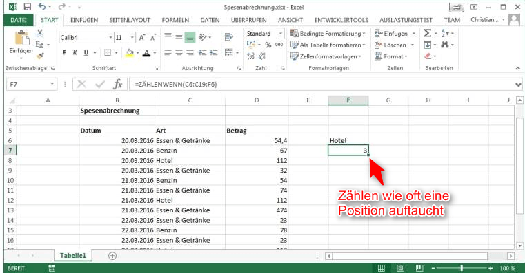 Excel-Funktion ZÄHLENWENN - WebDesigner Dachau ...